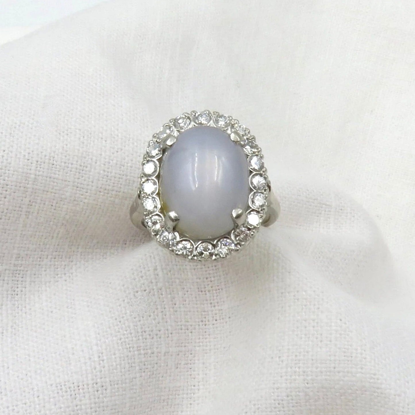 Mid Century Star Sapphire and Diamond Ring