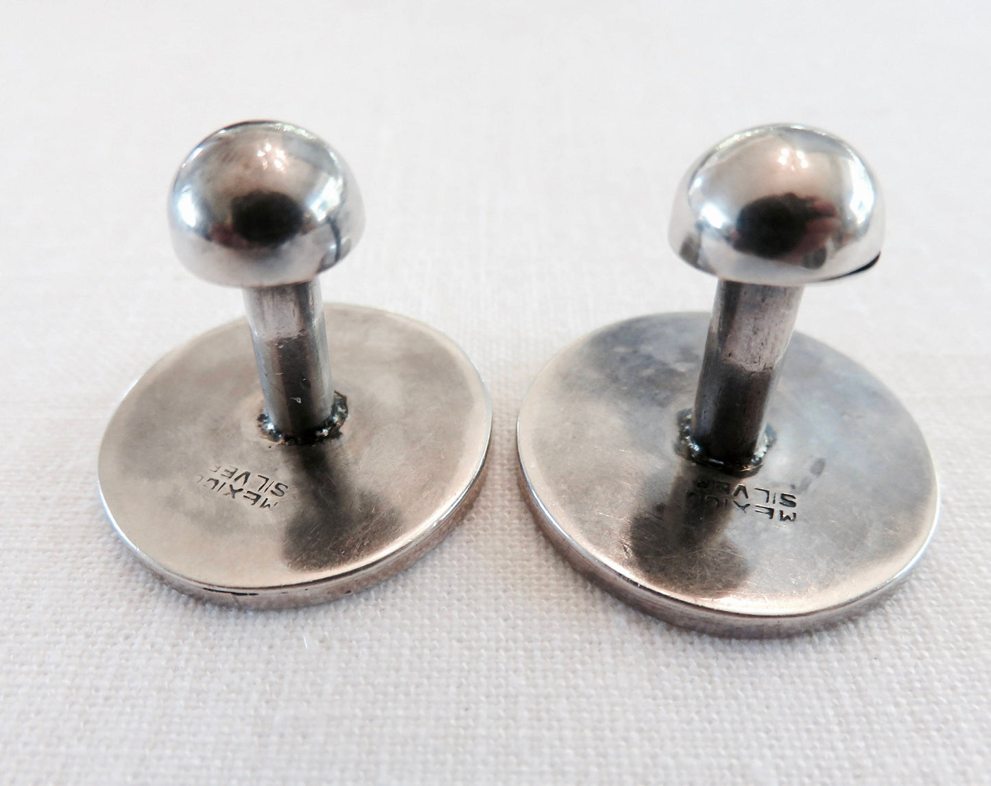 Circa 1950.  Made in Mexico Sterling Bullseye Cufflinks