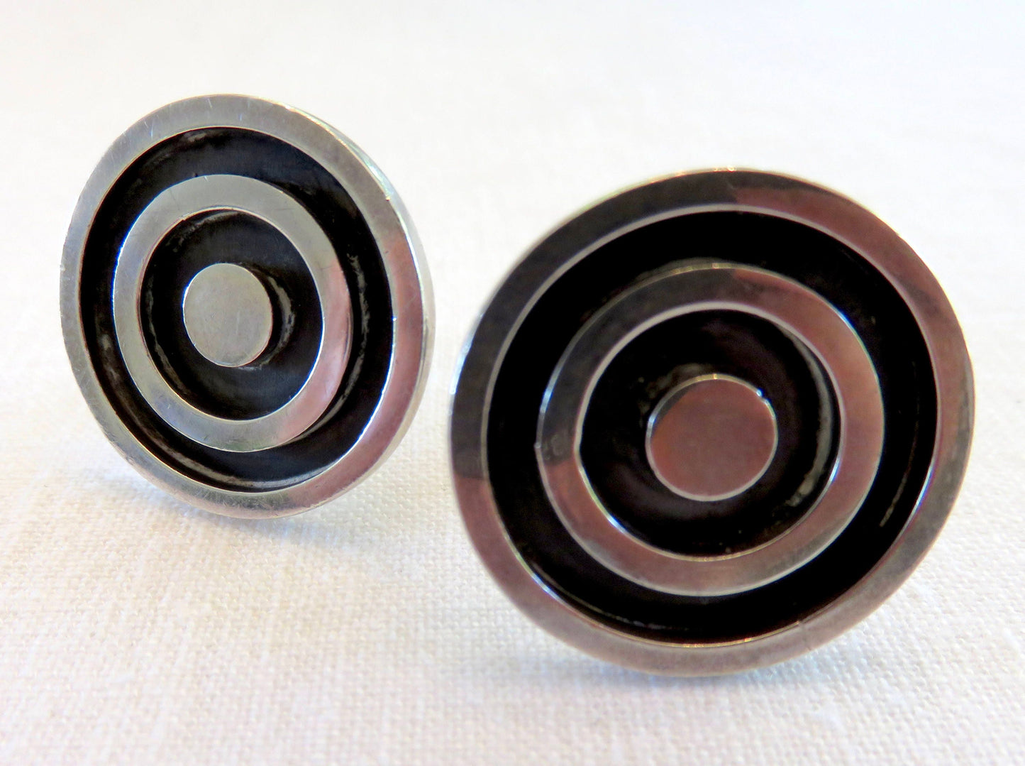 Circa 1950.  Made in Mexico Sterling Bullseye Cufflinks