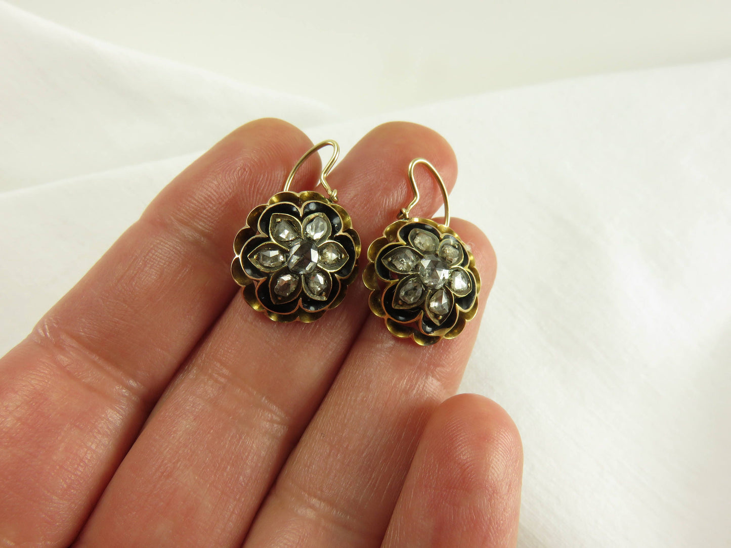 Circa 1840's Rose Cut Diamond Earrings