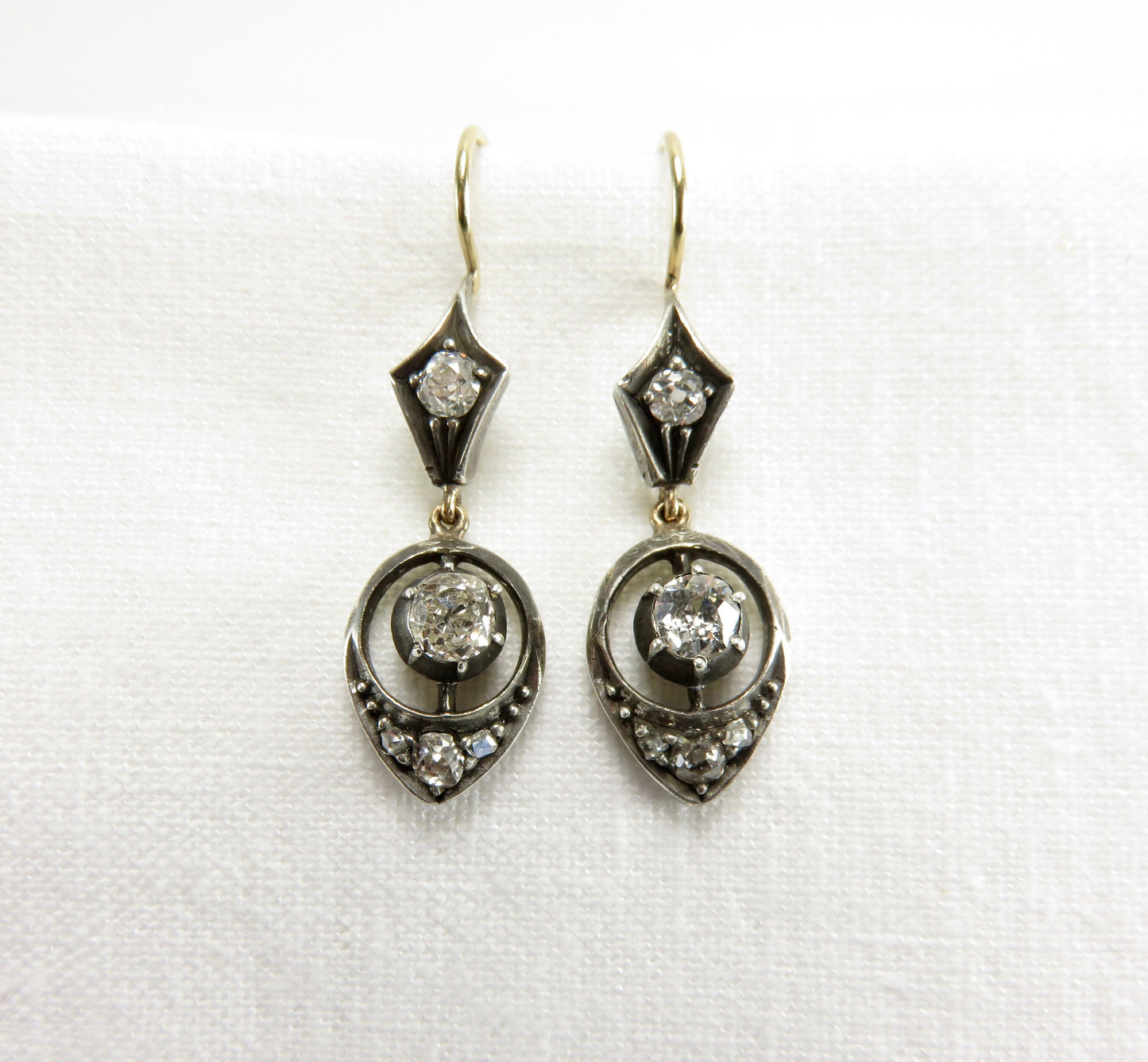 Circa 1900 Old European Cut Diamond Drop Earrings