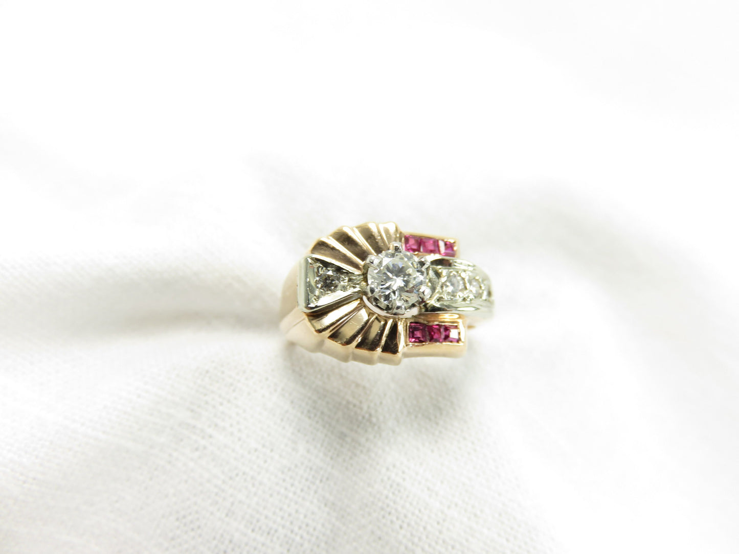 Circa 1940 Retro Diamond and Ruby Ring