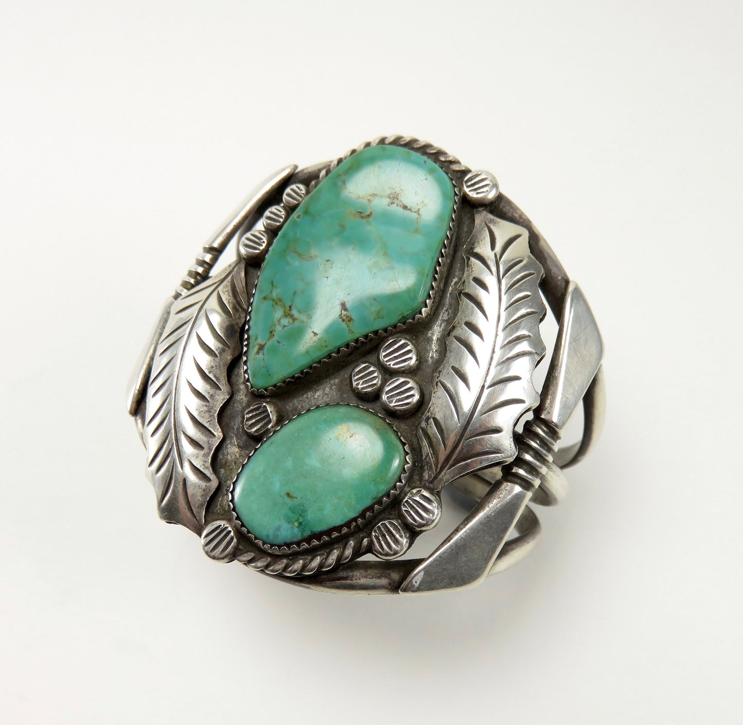 Circa 1950.  Native American Turquoise and Silver Cuff