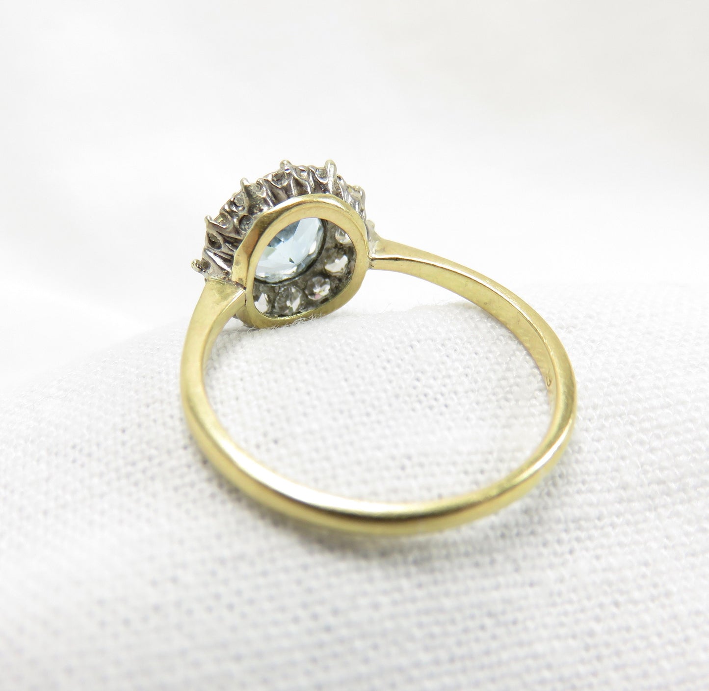 Circa 1950's  1.00 carat  Brilliant Cut  Aquamarine and Diamond Ring Set in Platinum and 18karat Gold