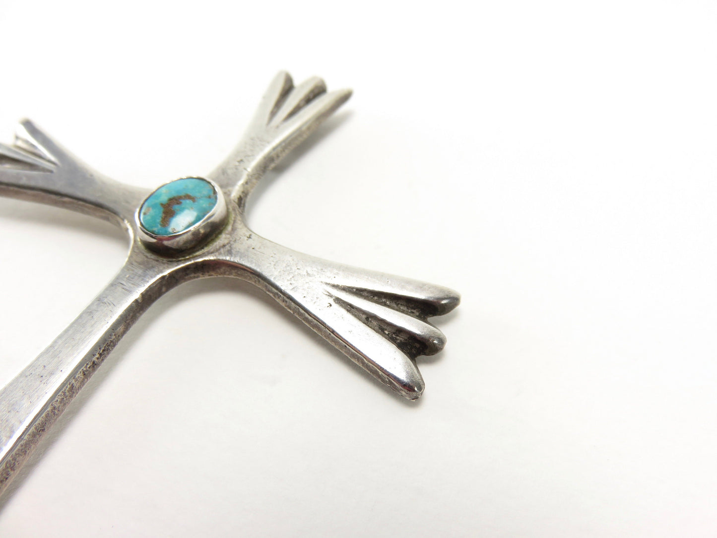 Vintage Silver and Turquoise Cross Pendant