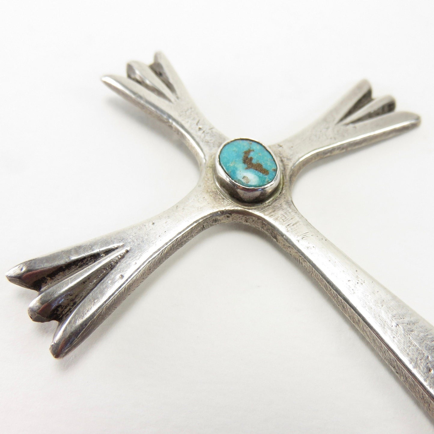 Vintage Silver and Turquoise Cross Pendant