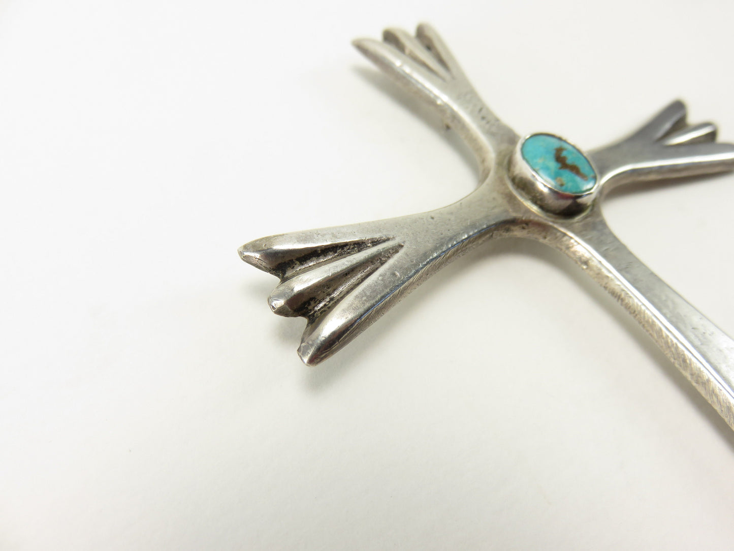 Vintage Silver and Turquoise Cross Pendant