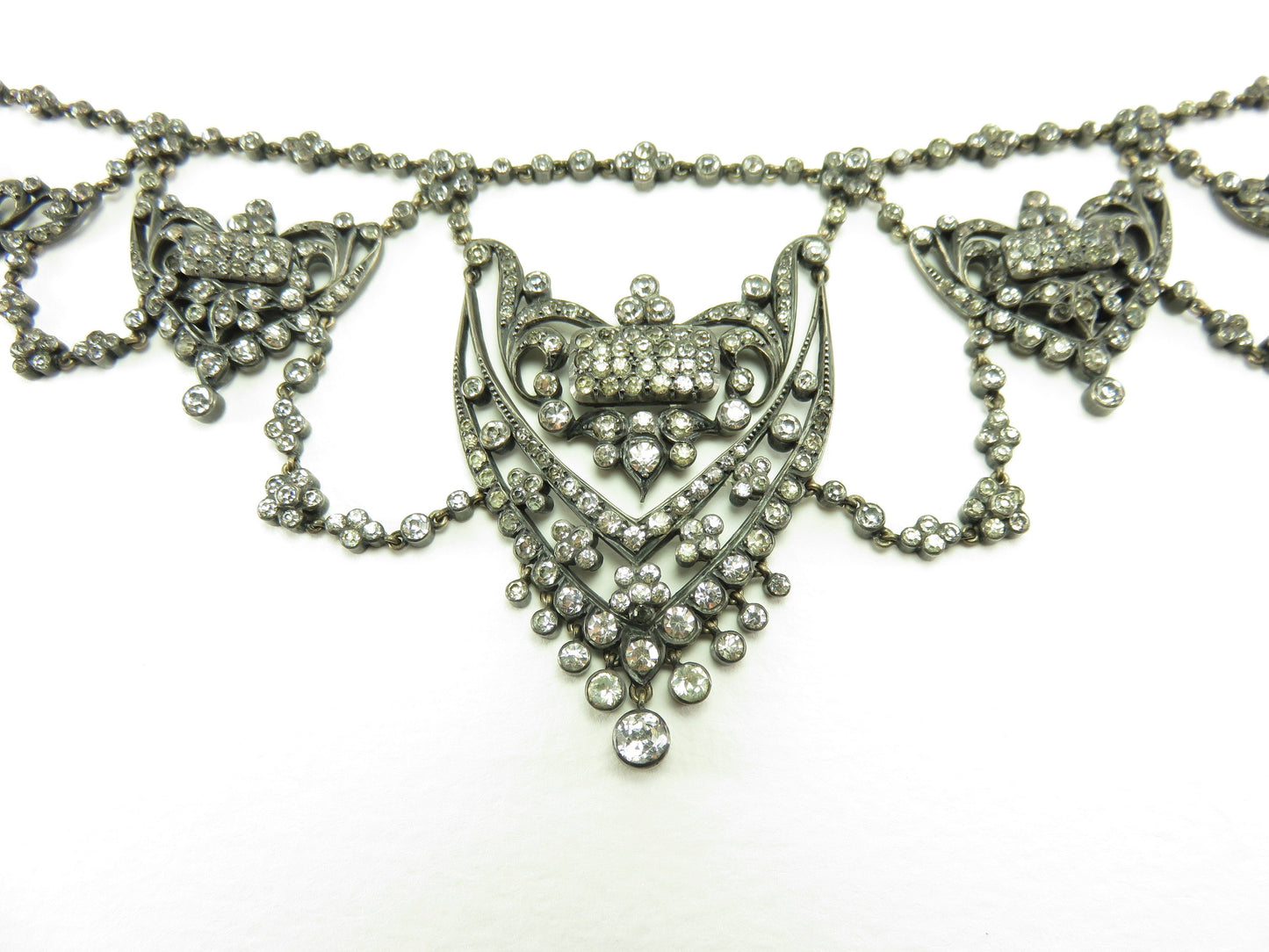 Circa 1900.  Silver and Paste Stone Necklace