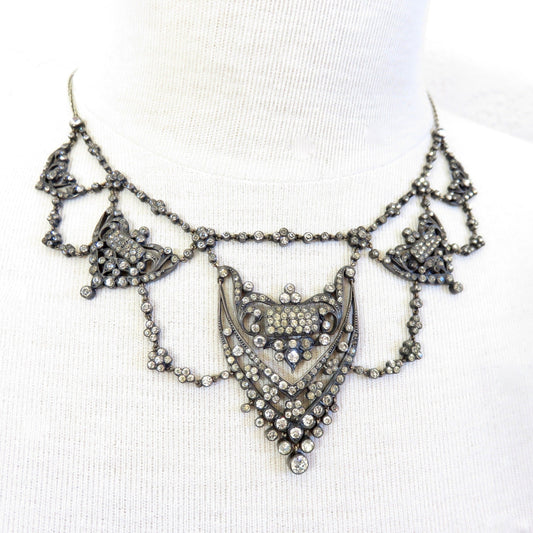 Circa 1900.  Silver and Paste Stone Necklace