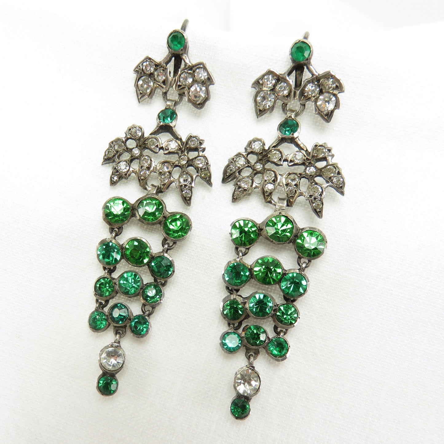 Circa 1910.  French paste and sterling earrings