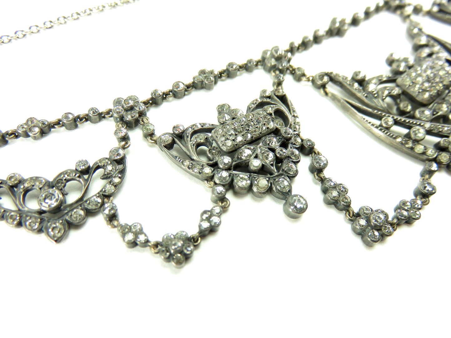 Circa 1900.  Silver and Paste Stone Necklace