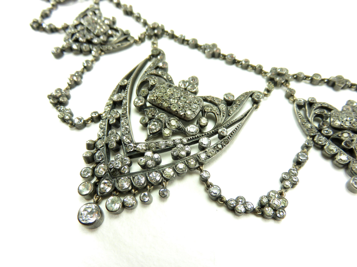 Circa 1900.  Silver and Paste Stone Necklace