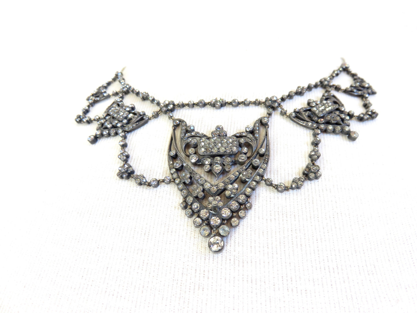 Circa 1900.  Silver and Paste Stone Necklace