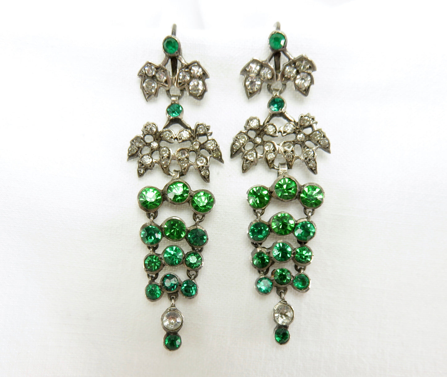 Circa 1910.  French paste and sterling earrings