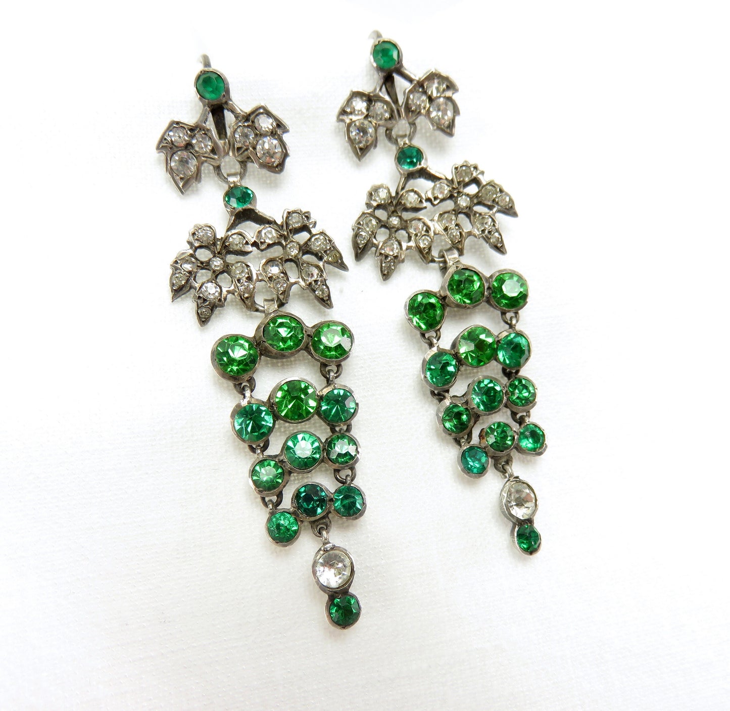 Circa 1910.  French paste and sterling earrings