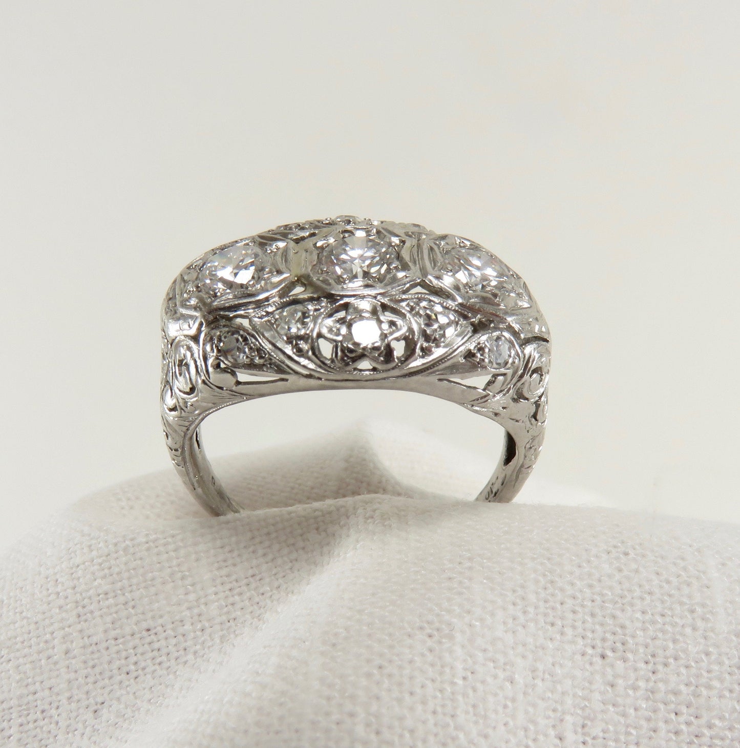 Circa 1920's Three Stone Diamond and Platinum Ring