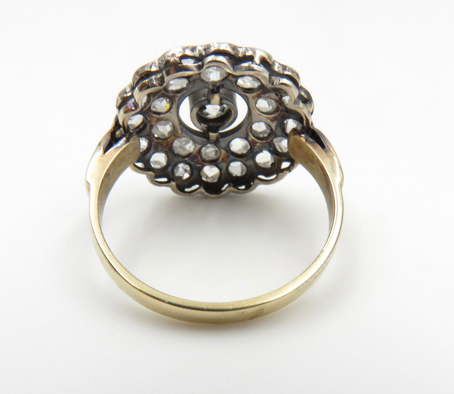 Circa 1860 Old European Cut and Rose Cut Diamond Cluster Ring