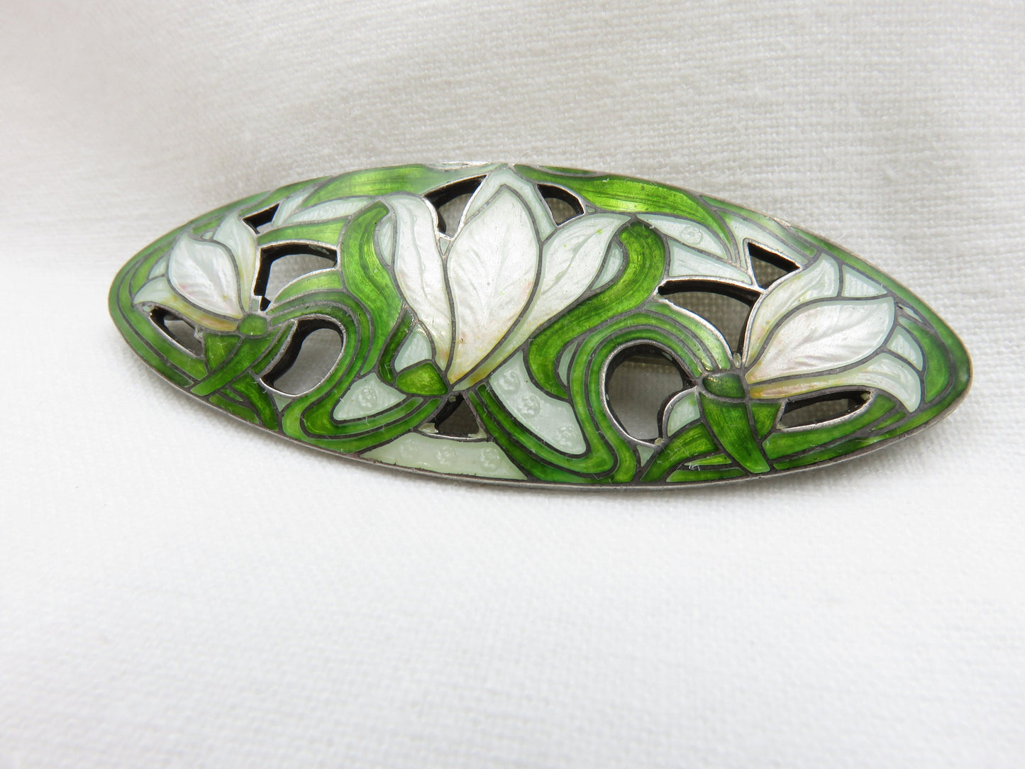 Art Nouveau Cloisonne Enamel Brooch