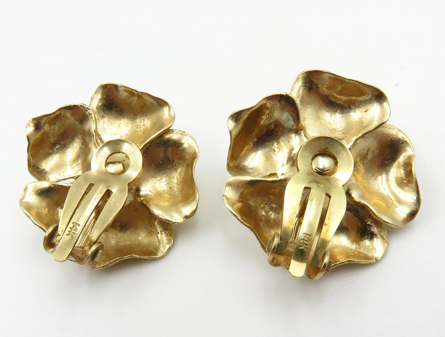 Circa 1960's 14kt Gold and Pearl Flower Earrings