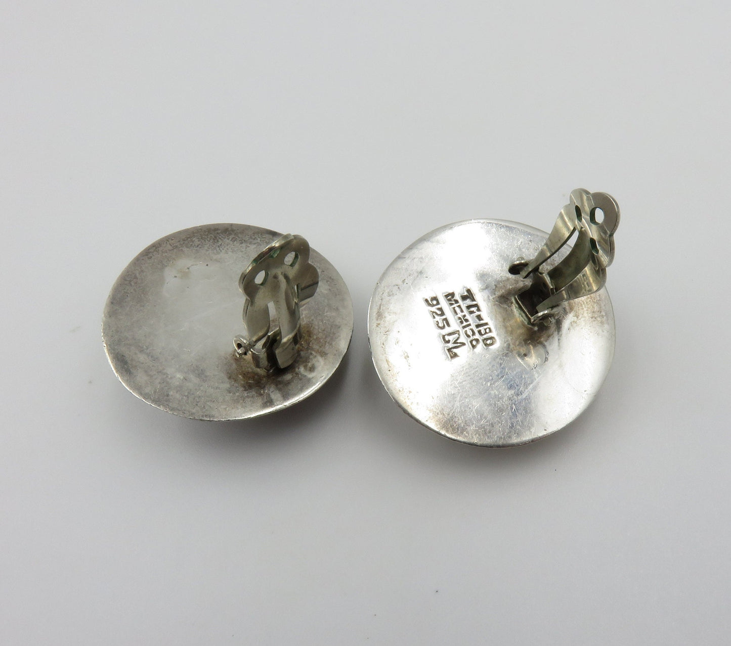Circa 1970's Made in Mexico Sterling and Onyx Inlay Earrings