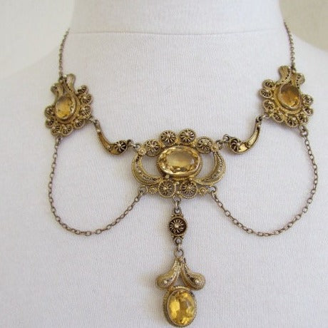 Circa 1900 Citrine Festoon Necklace