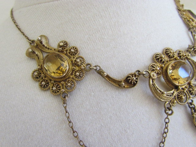 Circa 1900 Citrine Festoon Necklace