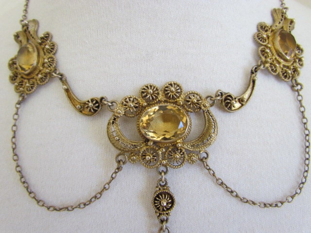 Circa 1900 Citrine Festoon Necklace