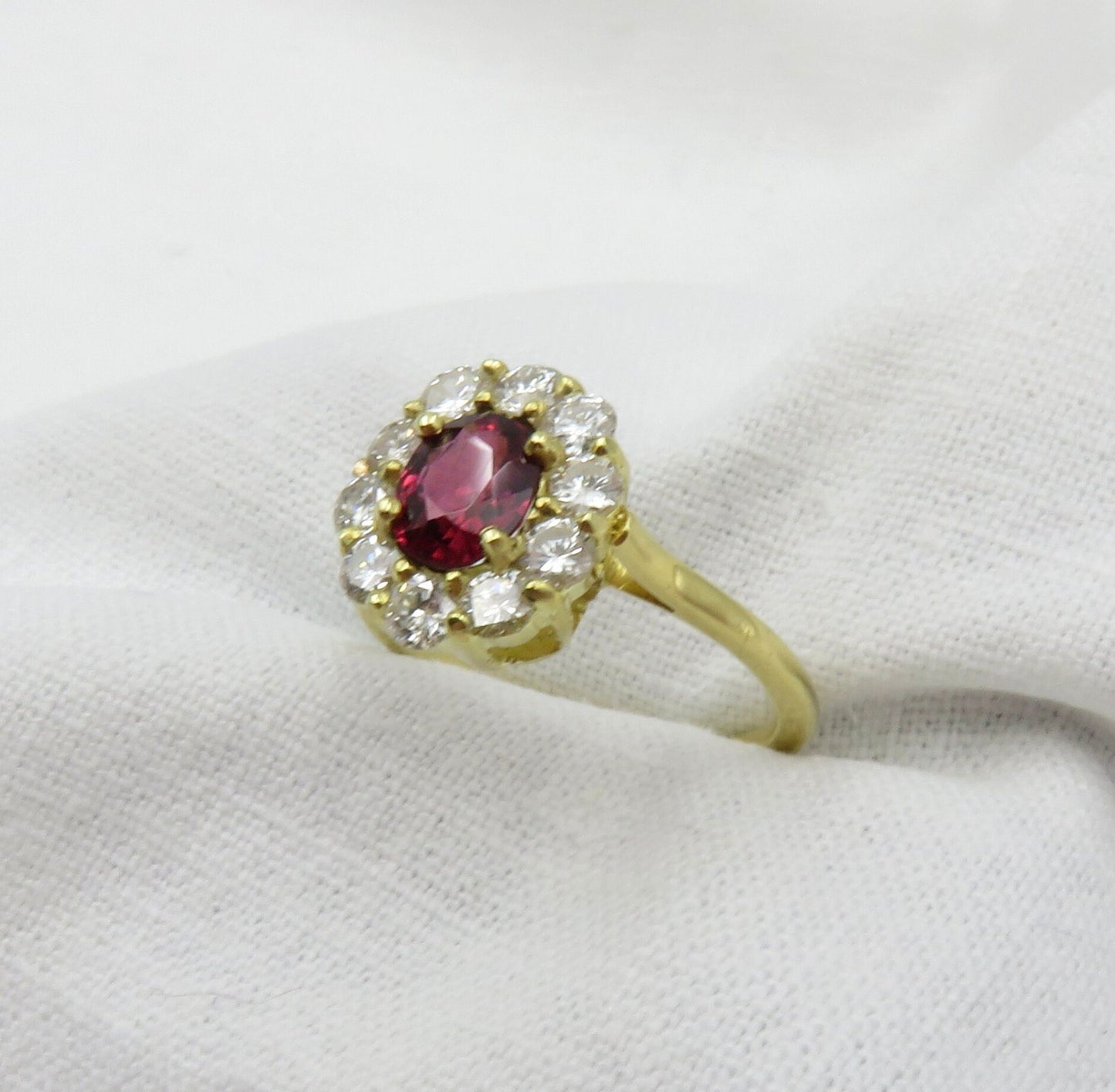 Mixed Oval Cut Red Spinel and Diamond ring.