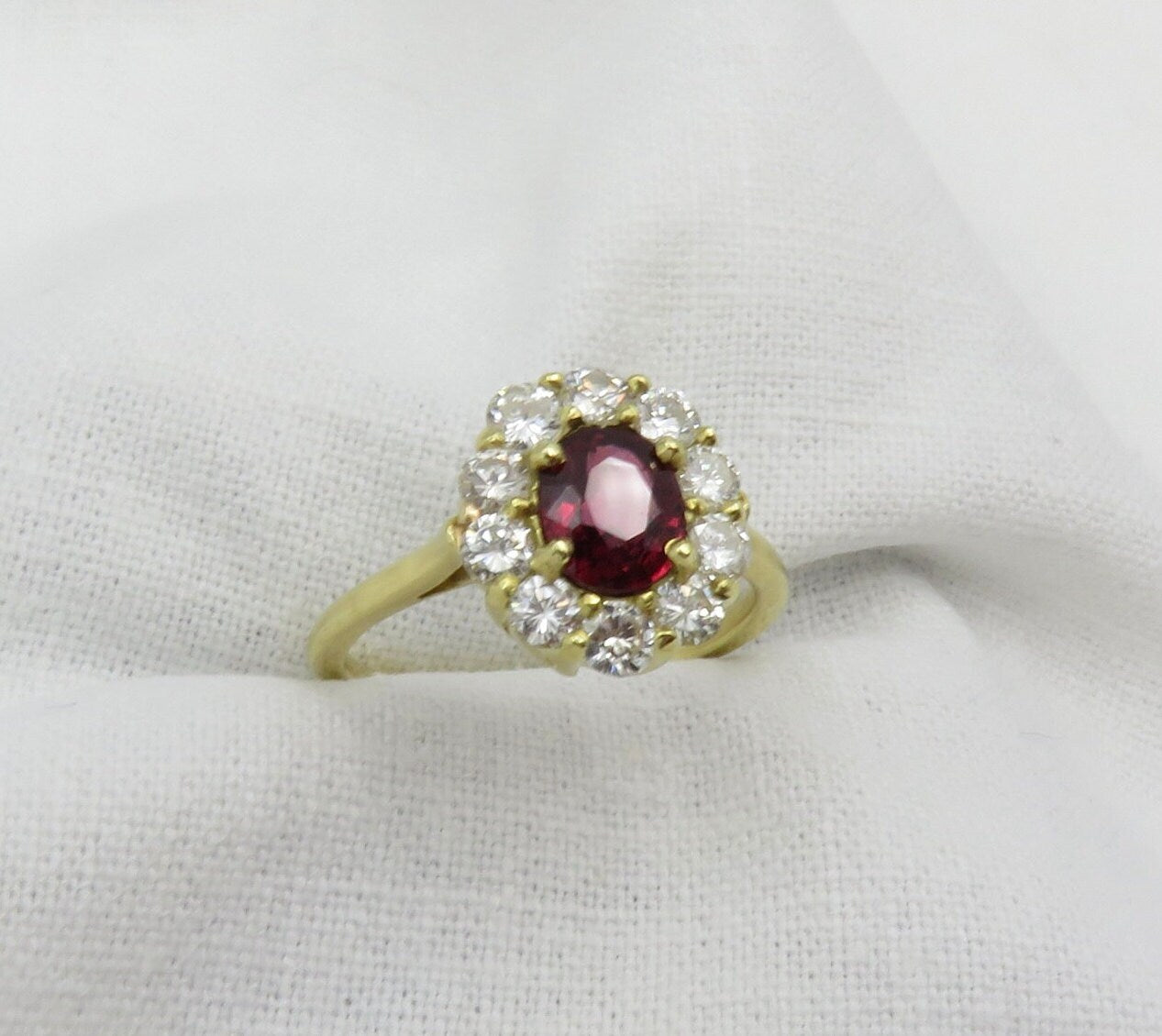 Mixed Oval Cut Red Spinel and Diamond ring.