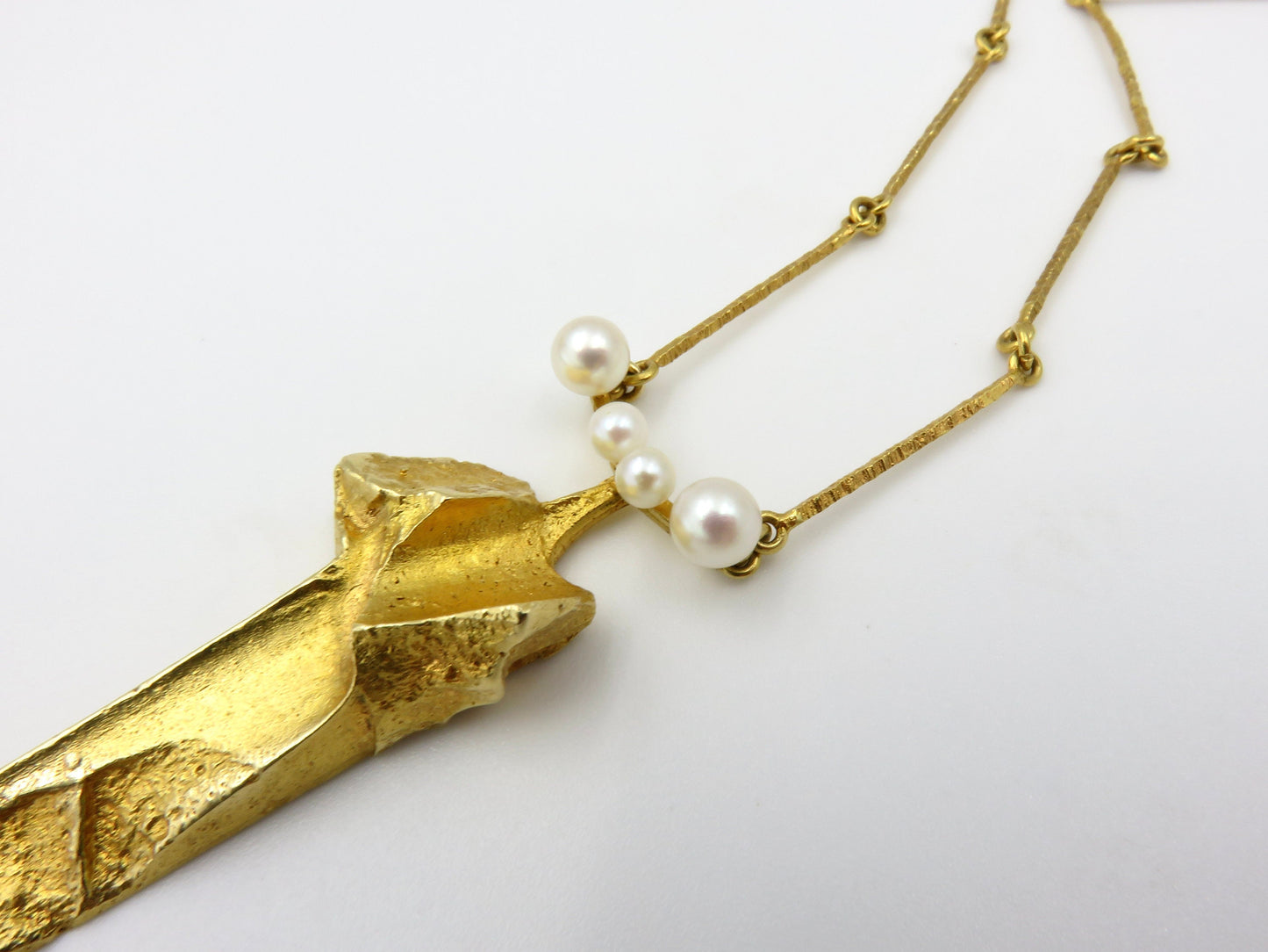 18kt Gold and Pearl Modernist Necklace "Clouds" by Bjorn Weckstrom Hallmarked 1969