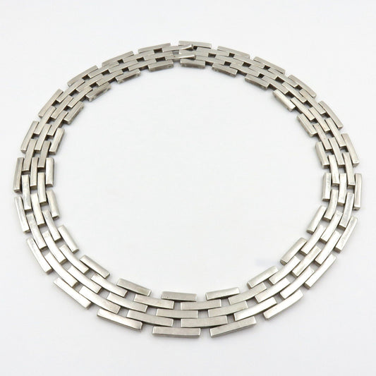 Vintage Mexican Silver Link Collar Necklace