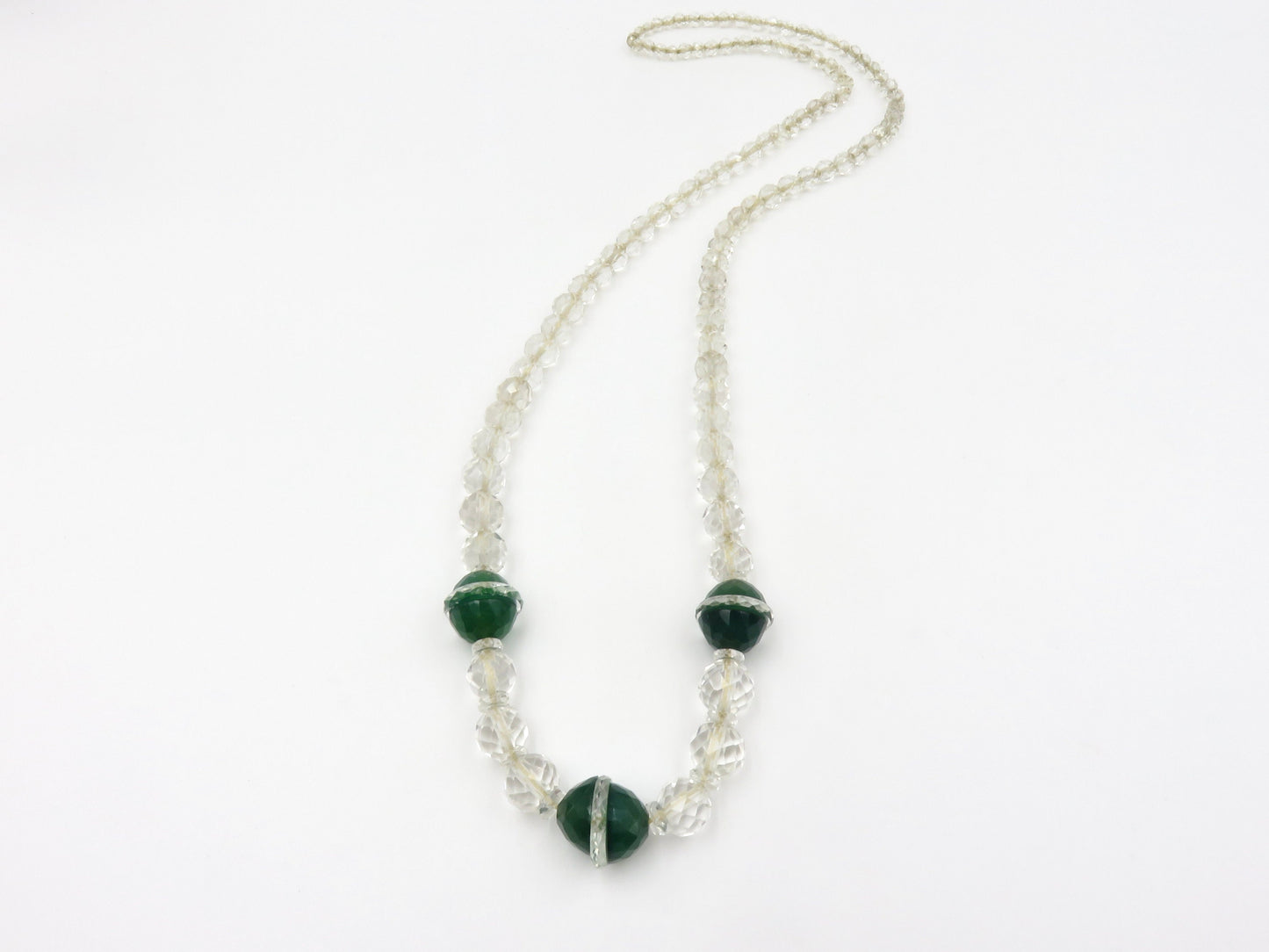 Art Deco Era Chrysoprase and Rock Crystal Necklace