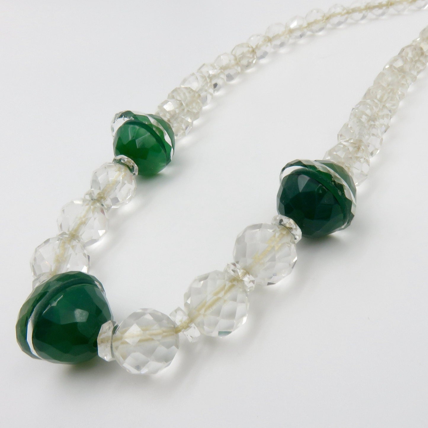 Art Deco Era Chrysoprase and Rock Crystal Necklace