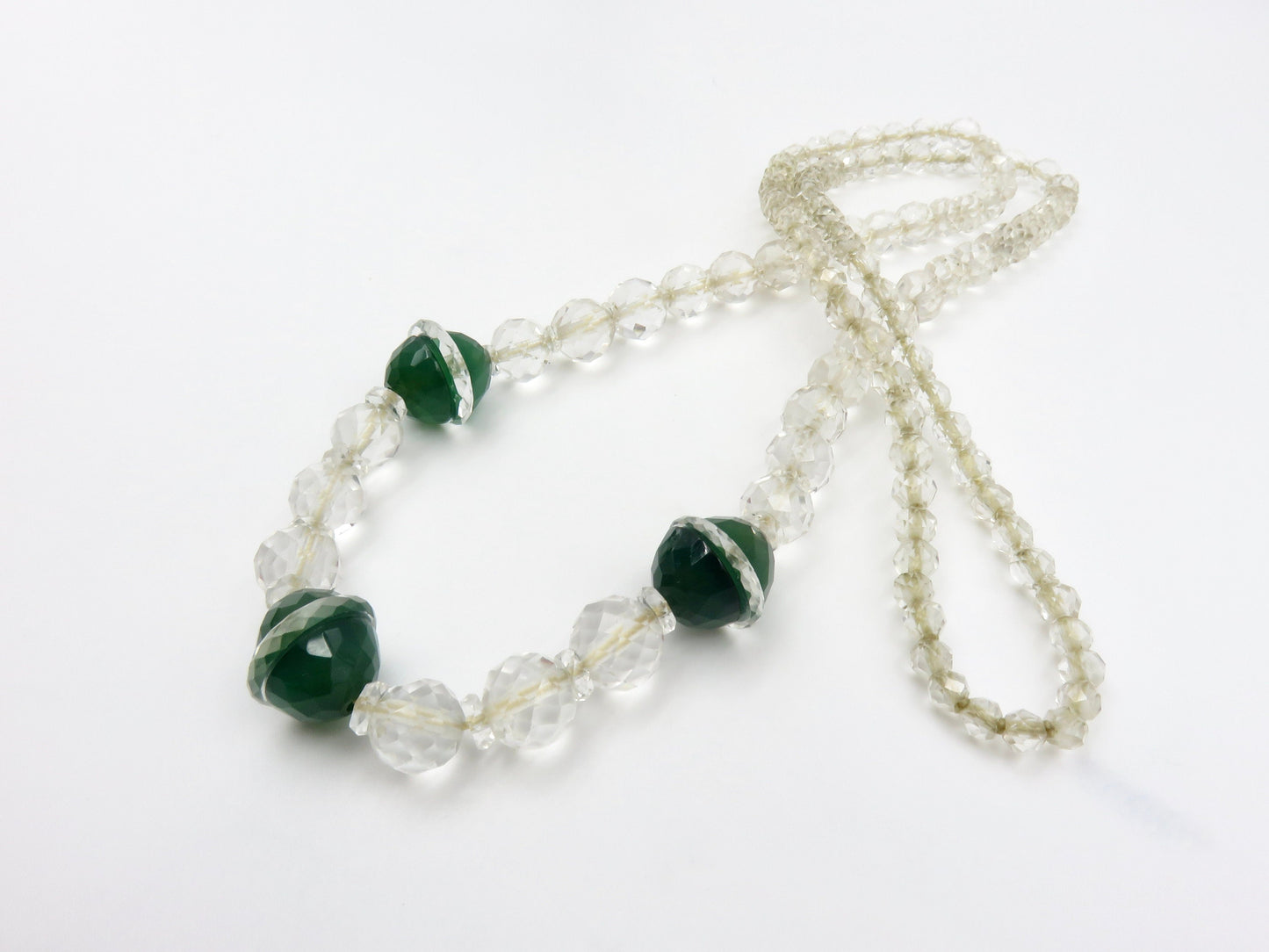 Art Deco Era Chrysoprase and Rock Crystal Necklace