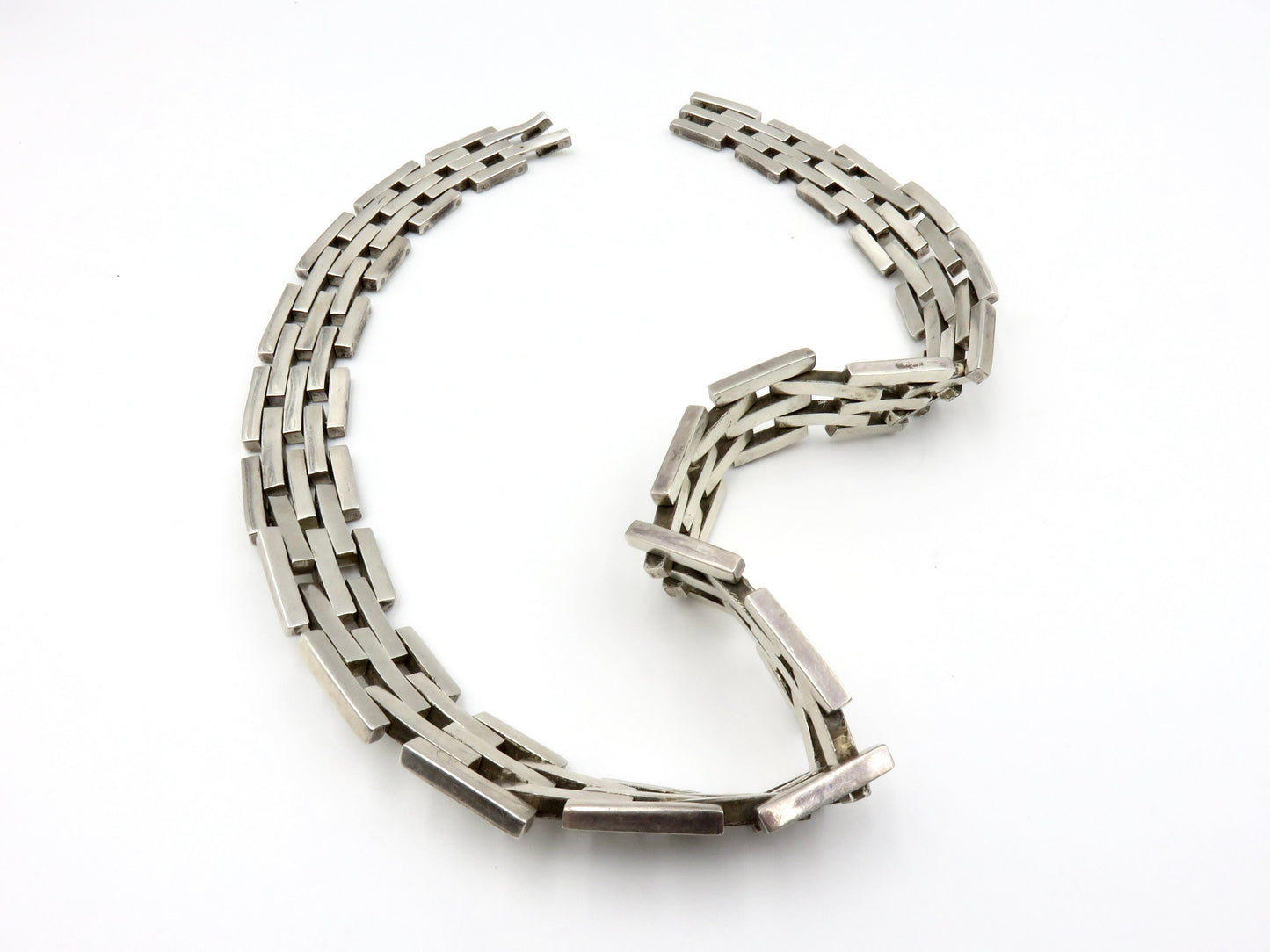 Vintage Mexican Silver Link Collar Necklace