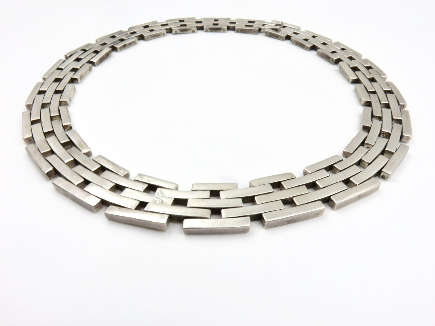 Vintage Mexican Silver Link Collar Necklace