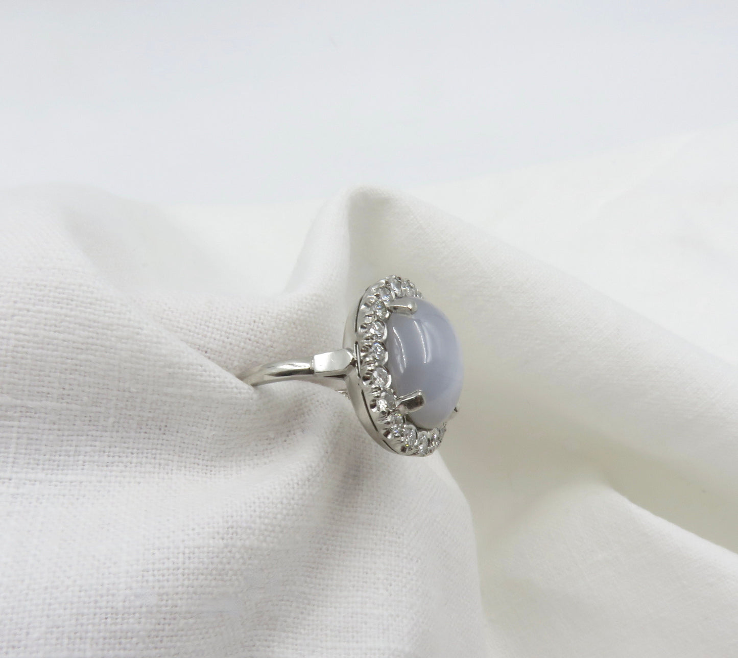 Mid Century Star Sapphire and Diamond Ring