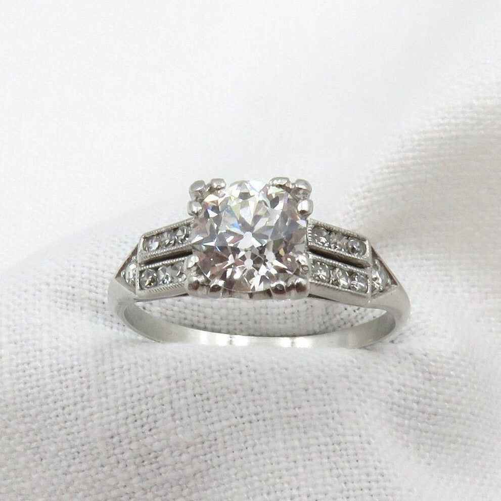 Art Deco Era 1.03 carat Old European Cut Diamond Engagement Ring