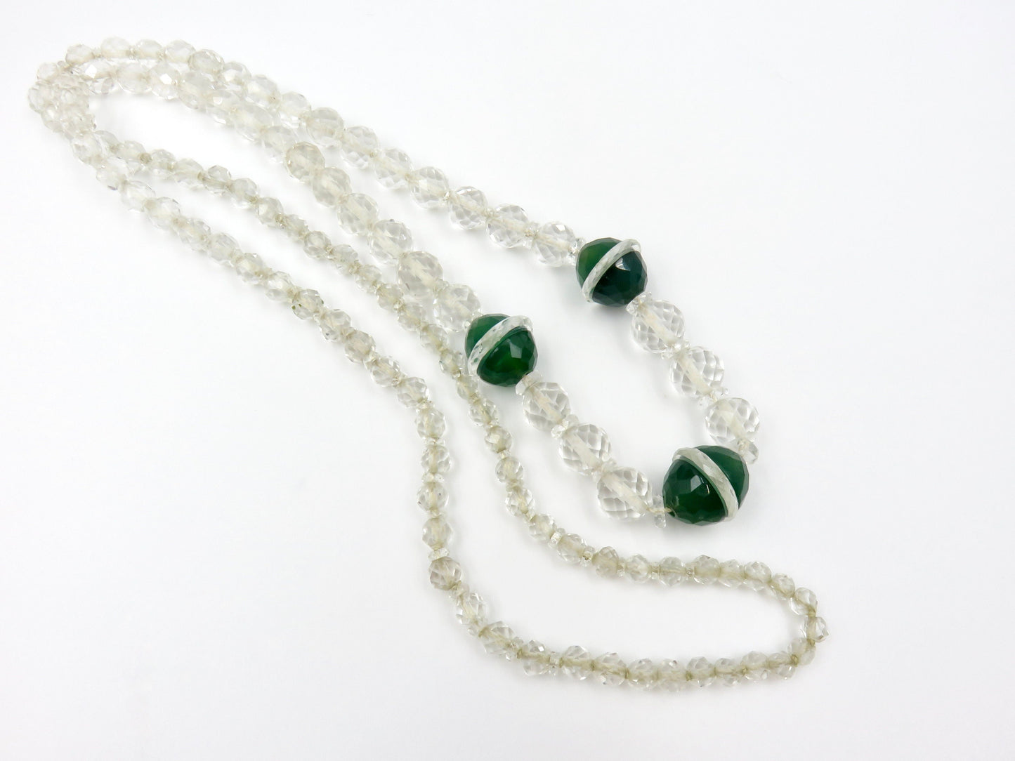 Art Deco Era Chrysoprase and Rock Crystal Necklace